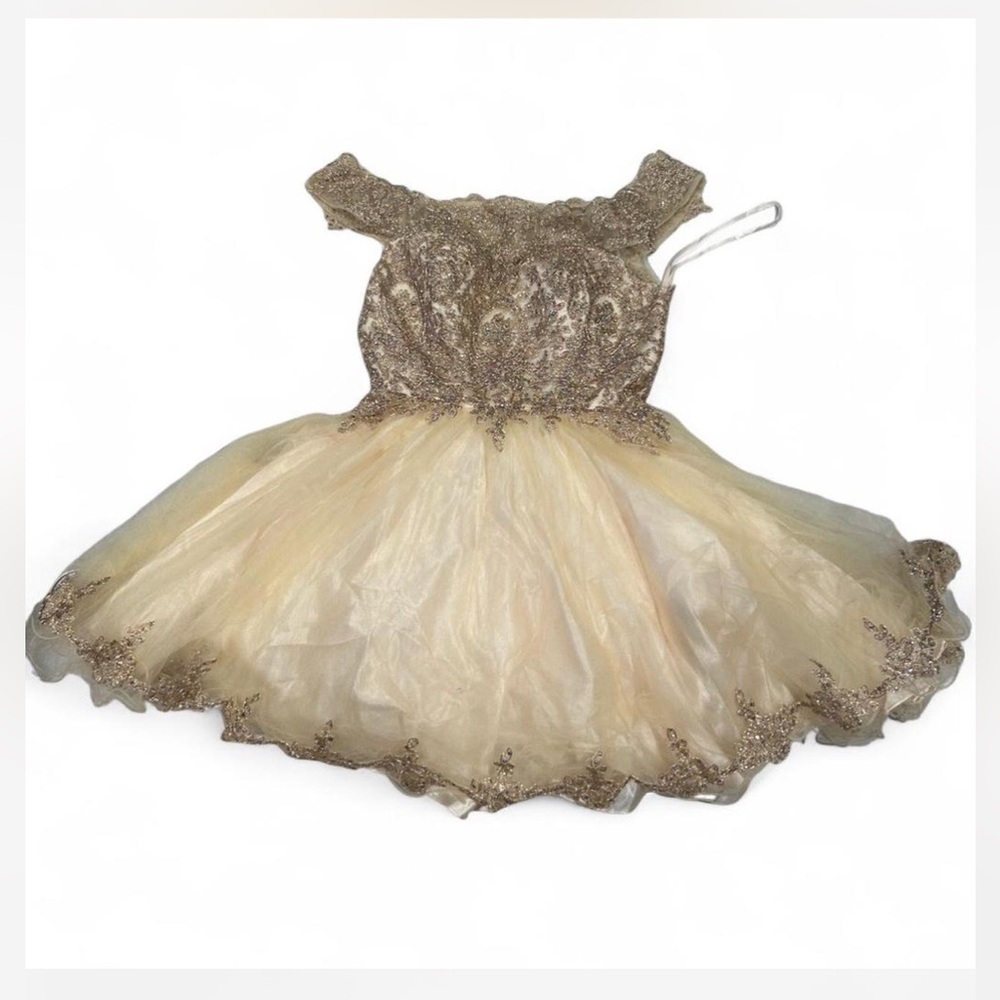 Elegant Gold and Cream Dress